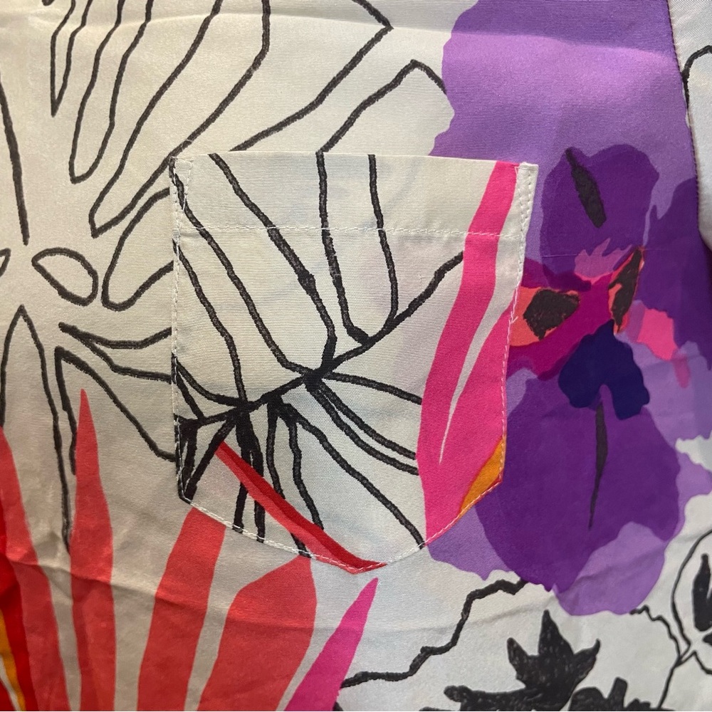 KATE SPADE Live Colorfully Pink Purple Floral Silk Top Blouse - Picture 9 of 11